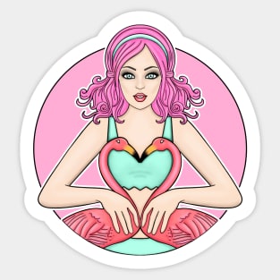 Flamingo Girl Sticker